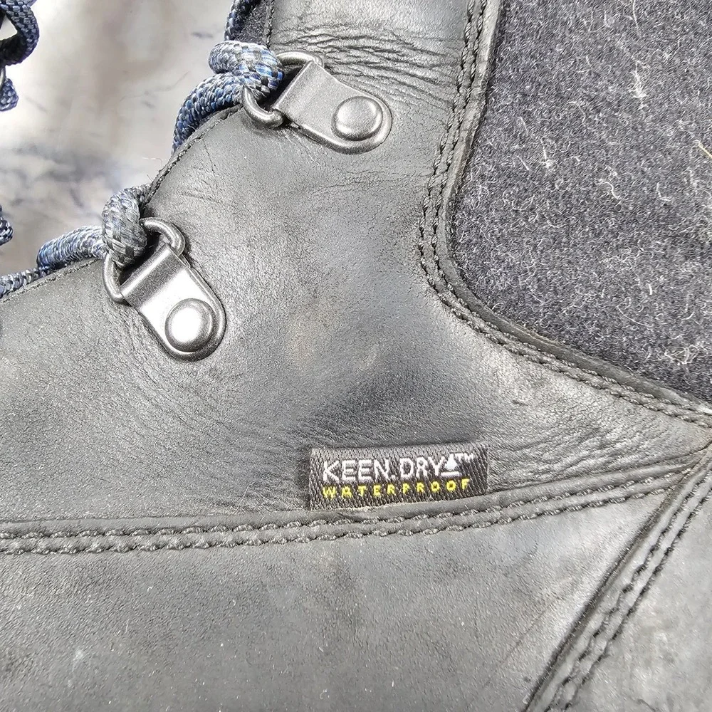 KEEN Greta Tall Winter Boots WOMEN 9 Black Waterproof Insulated Leather Wool